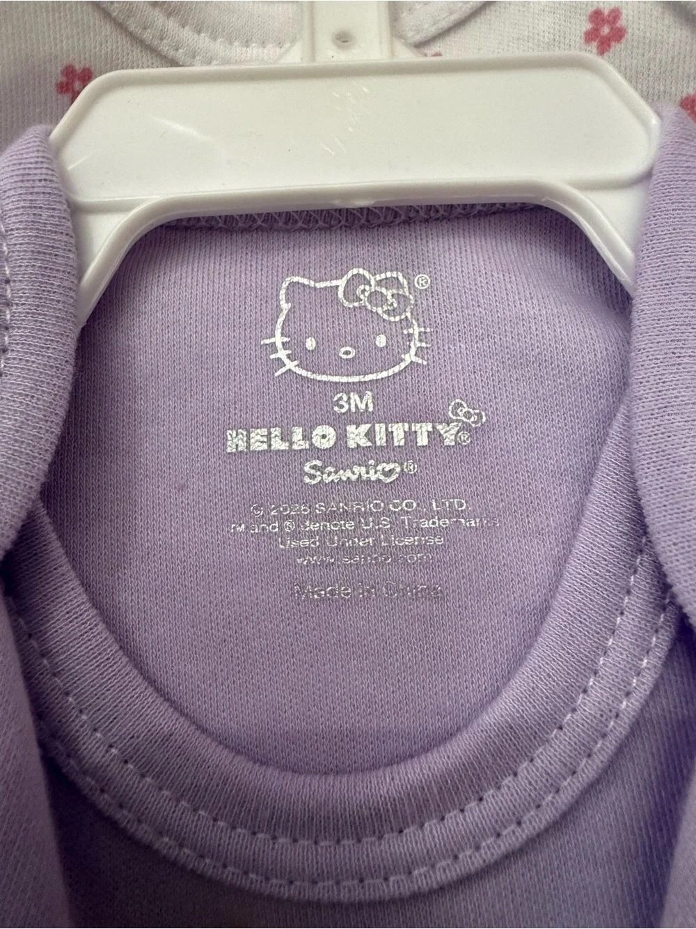NWT Hello Kitty Sanrio Baby Bodysuits 3 Pack Lilac Purple Floral Set 3M
